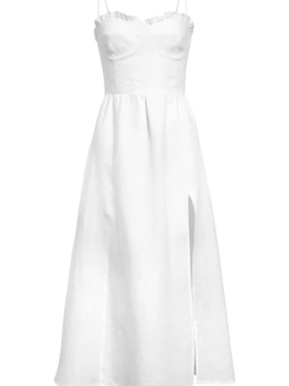 Reformation Prune Frill Trimmed Linen Midi Dress with High Side Slit - Picture 4 of 9